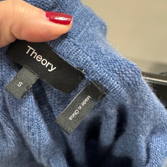 Theory Women's Heather Blue 100% Cashmere hooded Sweater Size Small - Picture 1 of 8
